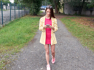 Skinny Fit Looker in Pink Dress Strips and Fucks on the...