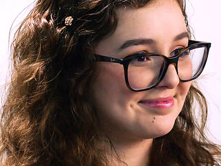 Nerdy giorl gets naked and masturbates at the porn inte...