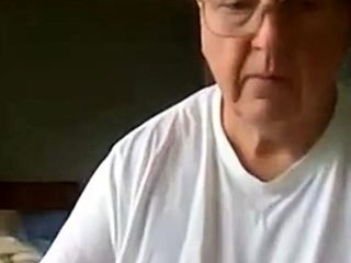 old man jerking his big dick