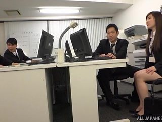 Japanese woman moans while getting fucked in the office...