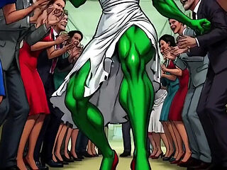Slutty She-Hulk Nude Cartoon Lesbian Fuck with Muscular...