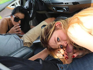 Sloppy Blowjobs &amp; Outdoor Doggy Pounding With Brune...