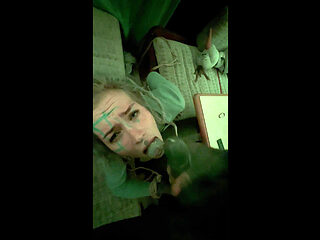 Tattooed Blindfold Slut Dim Room, Deep BJ, Anal , Facia...