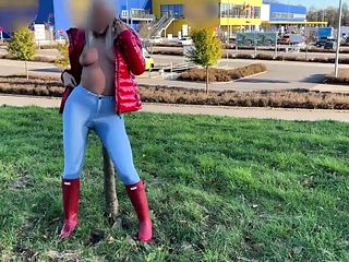 Amateur blonde Kaira in mini skirt masturbation scene