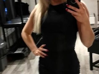 Amateur blonde Kaira in mini skirt masturbation scene
