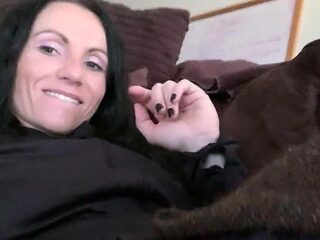 Brunette MILF has her slippery pink pussy in your face