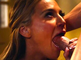 Charming blonde sucks the cock wet in advance to a sedu...