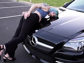 Hot girl arrested on car