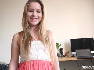 Pretty teen stepsister Lilly Ford is sucking and riding...