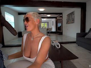 Busty MILF loudly plays with BBC at home until hubby re...