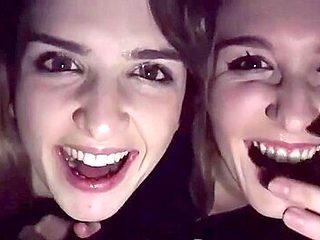 Two Girlfriends Give A Public Double Blowjob In Pov