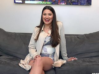 Trimmed pussy brunette Alyx Star drops her thong to be ...