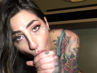 Tattooed couple enjoy a hot pov sex session with intens...