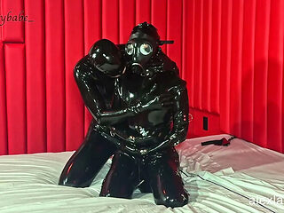 Latex Slave Alex Fingered &amp; Dominated by Gloomy Bab...