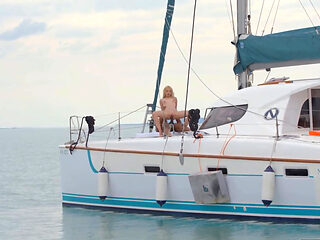 Interracial sex on a boat with a blonde while outg to see