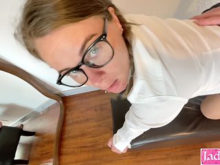 Secretary Desperate For Bonus Lets Boss Creampie Her