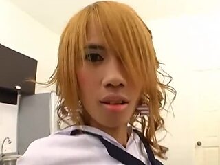 Skinny redhead gets her Asian pussy rammed real hard