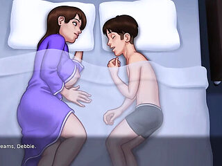 Jazziuu fucks her stepmom&#039;s big natural tits in be...