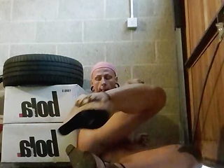 Dirty whore action in garage