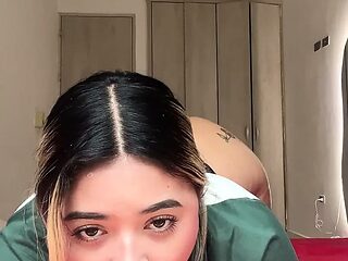 Real amateur Latina gives a tasty homemade blowjob