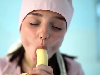 Young nurse and her banana