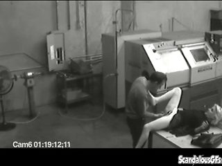 Coworkers masturbating in a horny office warehouse