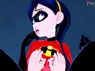Violet Parr in her supah hero costume gets naughty at t...