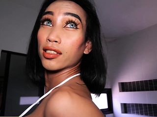 Squirting milk from ladyboy her asshole