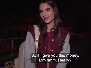 POV outdoors video of shaved pussy Candie Luciani ridin...