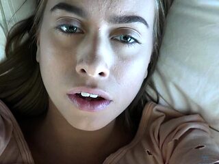 Amateur brunette cum drinking in hot pov