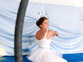 Graceful Ballerina In Big Ring Jerks Off Her Horny Pussy