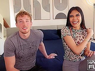 Chiseled Guy With Huge Dick Fucks Cute Brunette