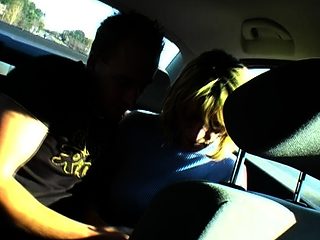 SEXY MOM 62 redhead mature in a car with a young man