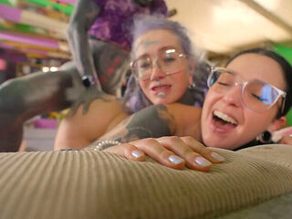 Goth Threesome ANAL POV - Two Glasses Girls Fuck Hard -...