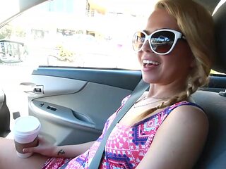 Pigtailed Alina West sucks cock in POV style while flau...