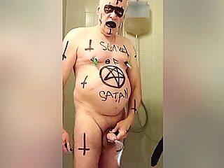 Satan slave is ready for his Piss Enema sacrifice