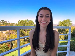 Skinny brunette teen Selena Love rides cock in outdoor ...