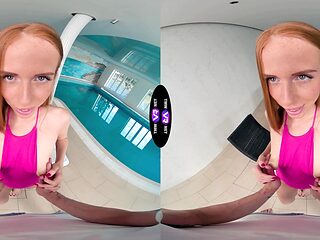 Redhead beauty Holly Molly rides a big cock in vr