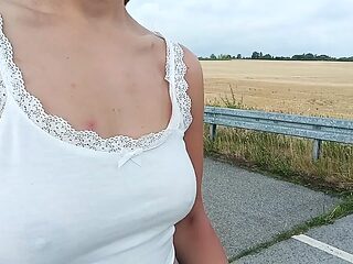 Naughty chick exposes her juicy pussy and perky tits on...