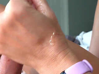 Stella Gives You a Morning Handy in Long Blue Fingernai...