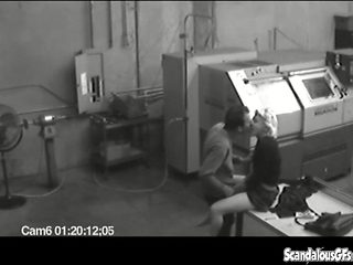 Co workers masturbating in horny office warehouse