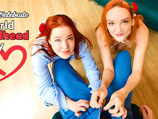 Redhead Teen Threesome FFM with Olivia Trunk &amp; Nico...