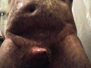 Big Wet Hairy Daddy Bear Wanking in the Bathroom Naked