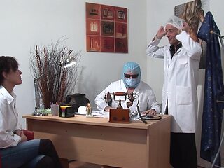 Horny chick Joyce Mifle gets drilled by two doctors in ...