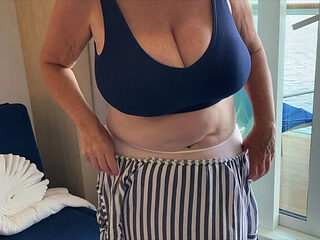 Mrs Mature Amateur Shows Big Natural Tits in Sheer Pant...