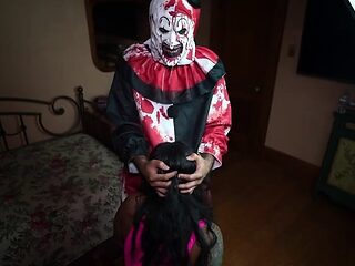 Hot ebony MILF pumped full of cock by creepy masked str...