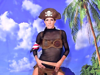Pirate Milf gets on her knees and sucks cock then recei...