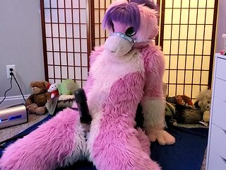 Furry TS uses masturbatory toy on a cock - Amateur Solo