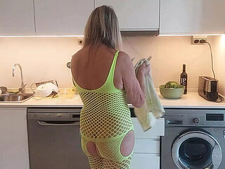 Hot Granny Martinawest Masturbates in Kitchen with Big ...